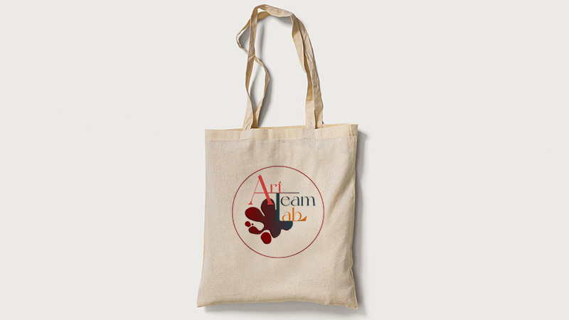 a bag with a artTeam lab logo on it 